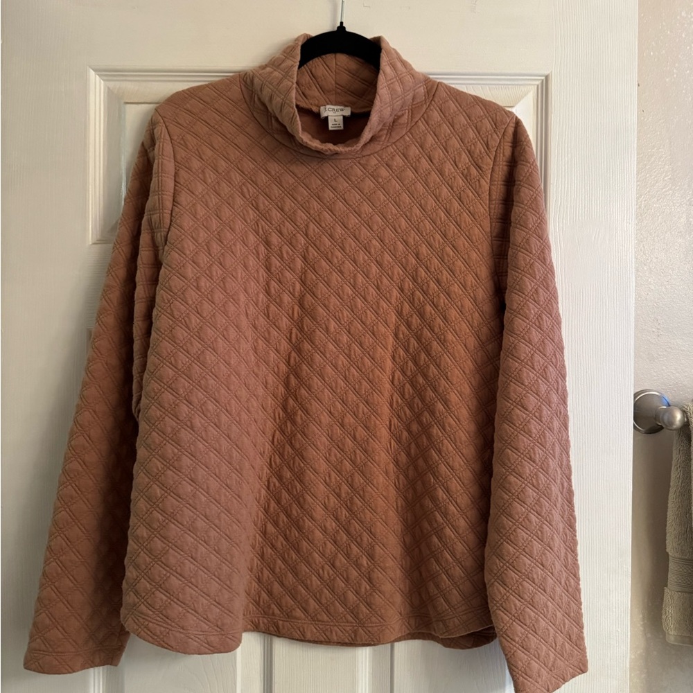J. Crew Quilted Brown Turtleneck Sweater